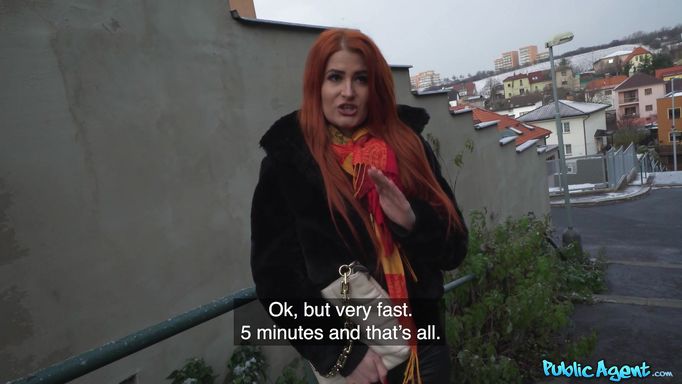 Fiery Hot Redhead Gives Head In Public
