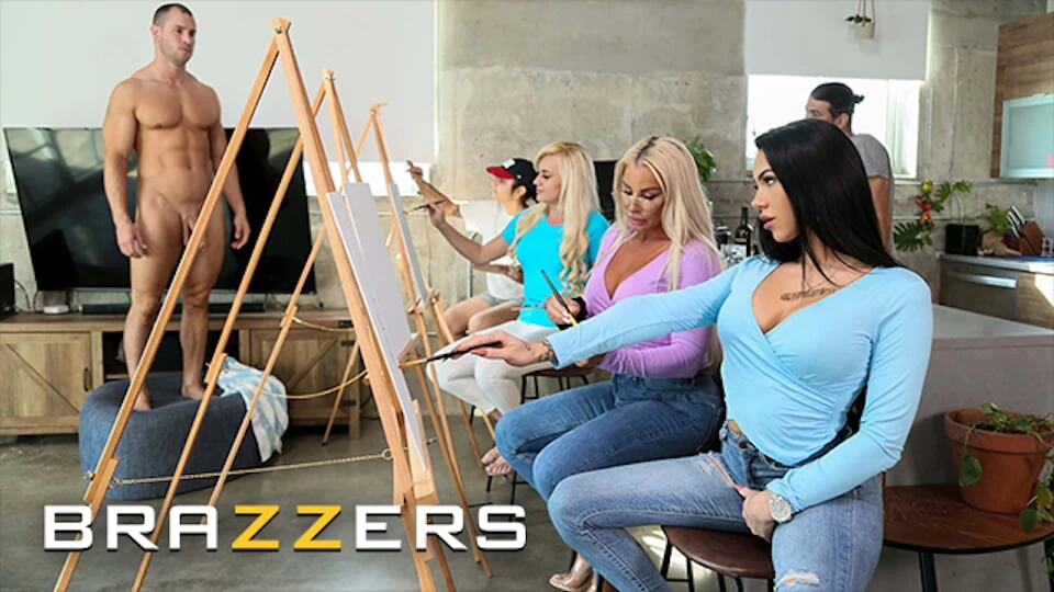 Robbin Banx & MJ Fresh Are Attending A Sip & Paint Class But They Can’t Get Their Eyes Off The Model’s Cock – BRAZZERS